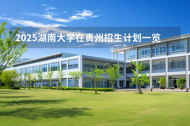 2025湖南大学在贵州招生计划一览表
